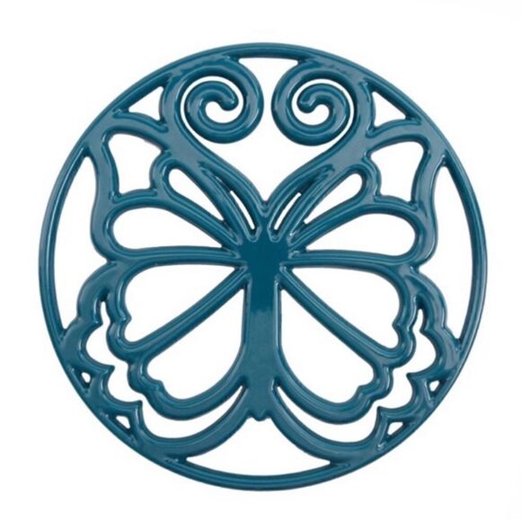 🦋 EUC Pioneer Woman Timeless Treasure Teal Cast Iron Butterfly Trivet - Picture 5 of 7